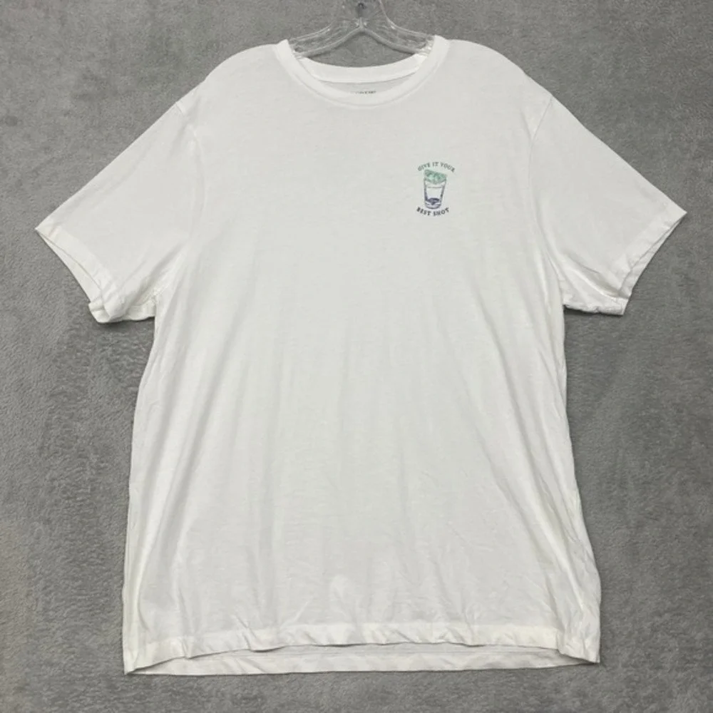 J.Crew‎ Mens XXL White Graphic T Shirt Give It Your Best Shot Short Sleeve CJ898